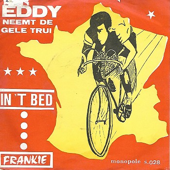 foto van Eddie neemt de gele trui van Eddy Merckx